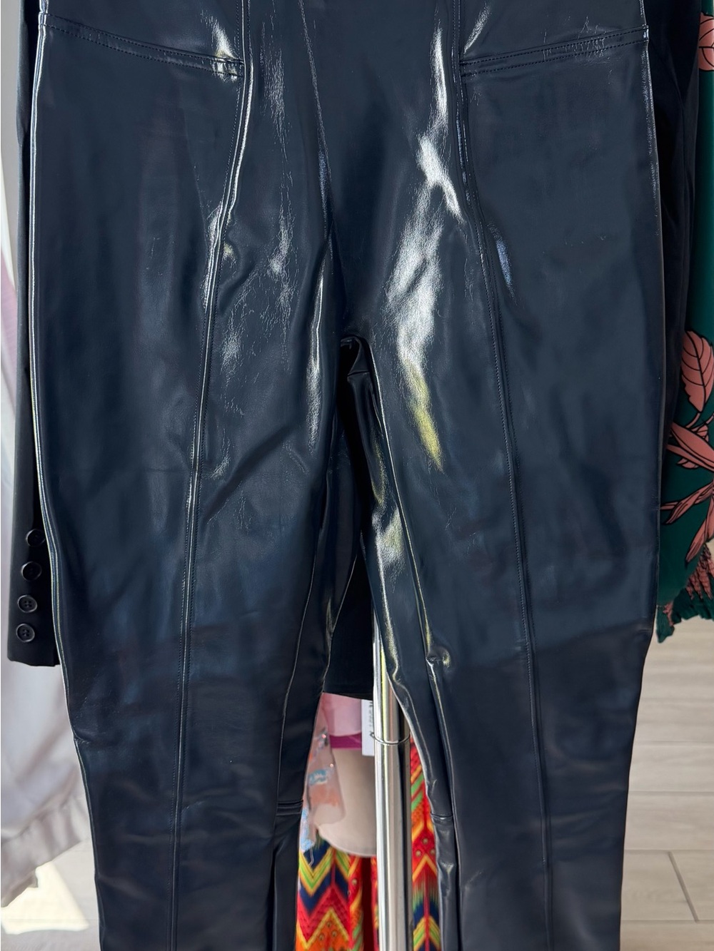 SPANX Navy Faux Leather Leggings